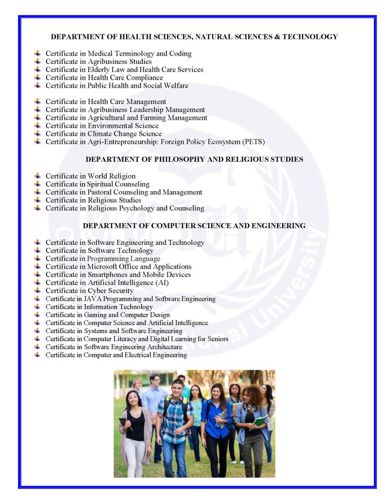 CIU Certificate Program - Cavalla International University of America